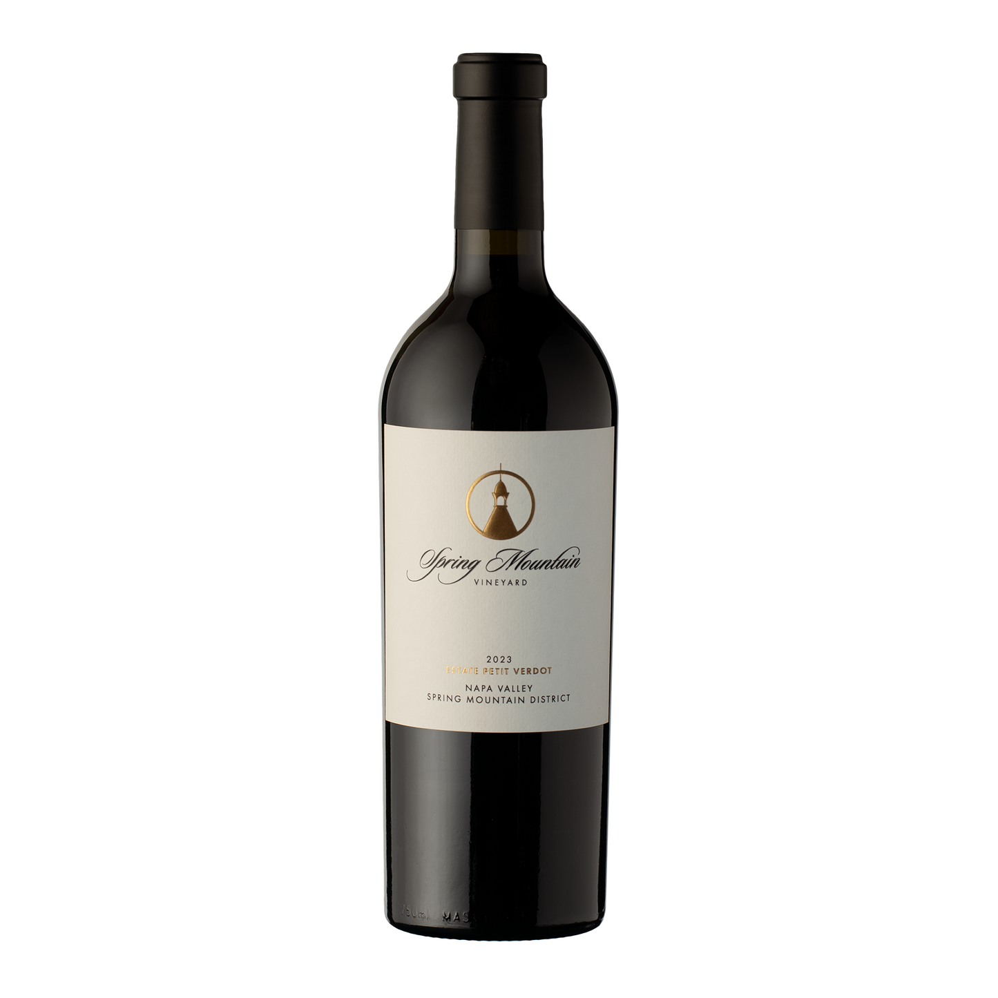 Bottle of SMV's 2023 vintage Petit Verdot wine.