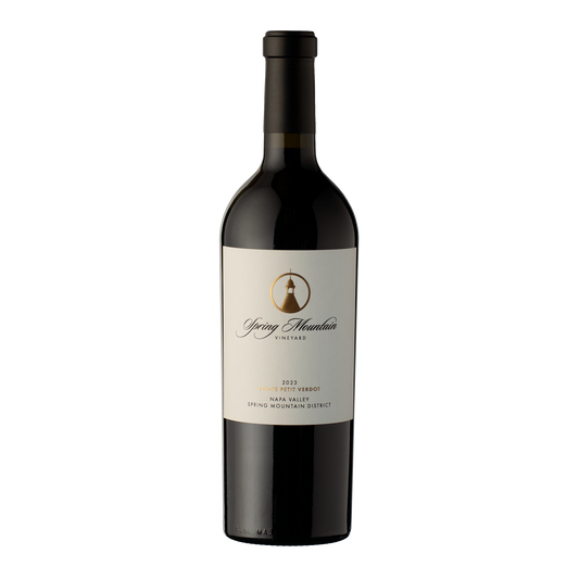 Bottle of SMV's 2023 vintage Petit Verdot wine.